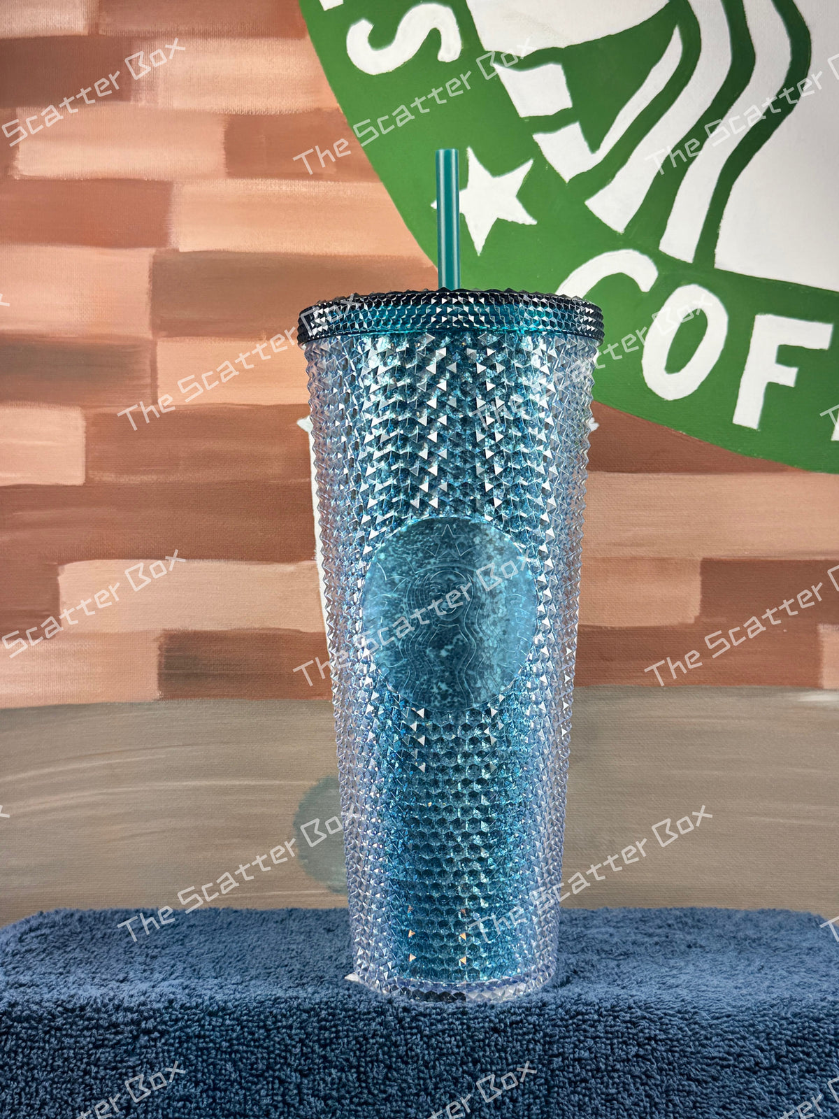Starbucks 2021 Korea Triumphant Green (Blue Glittery) Studded Venti