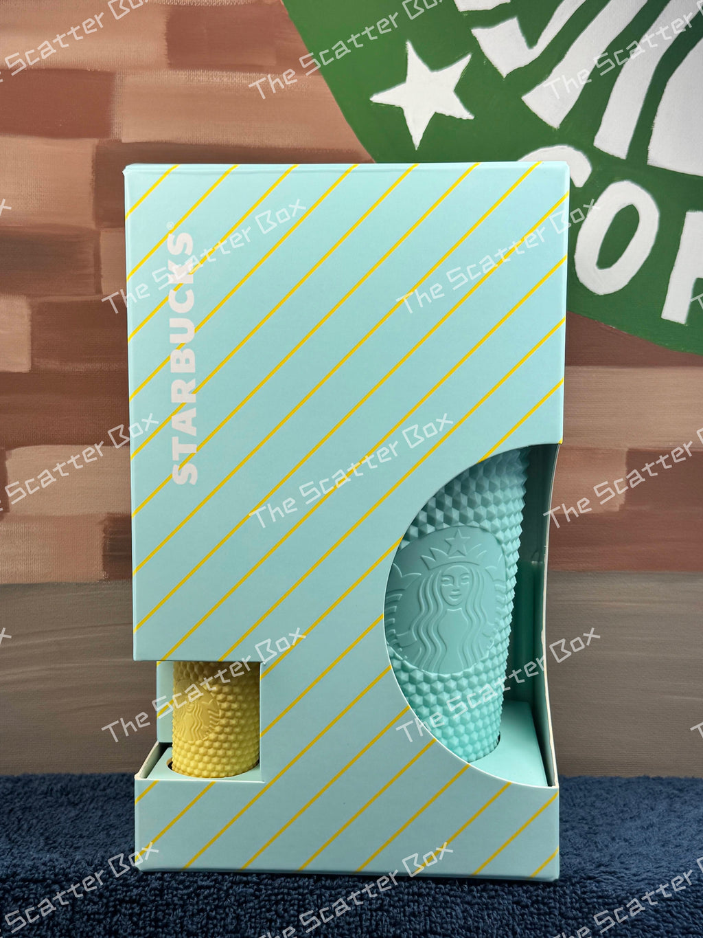 Starbucks Korea 2022 Mint Grande and Yellow Keychain Set