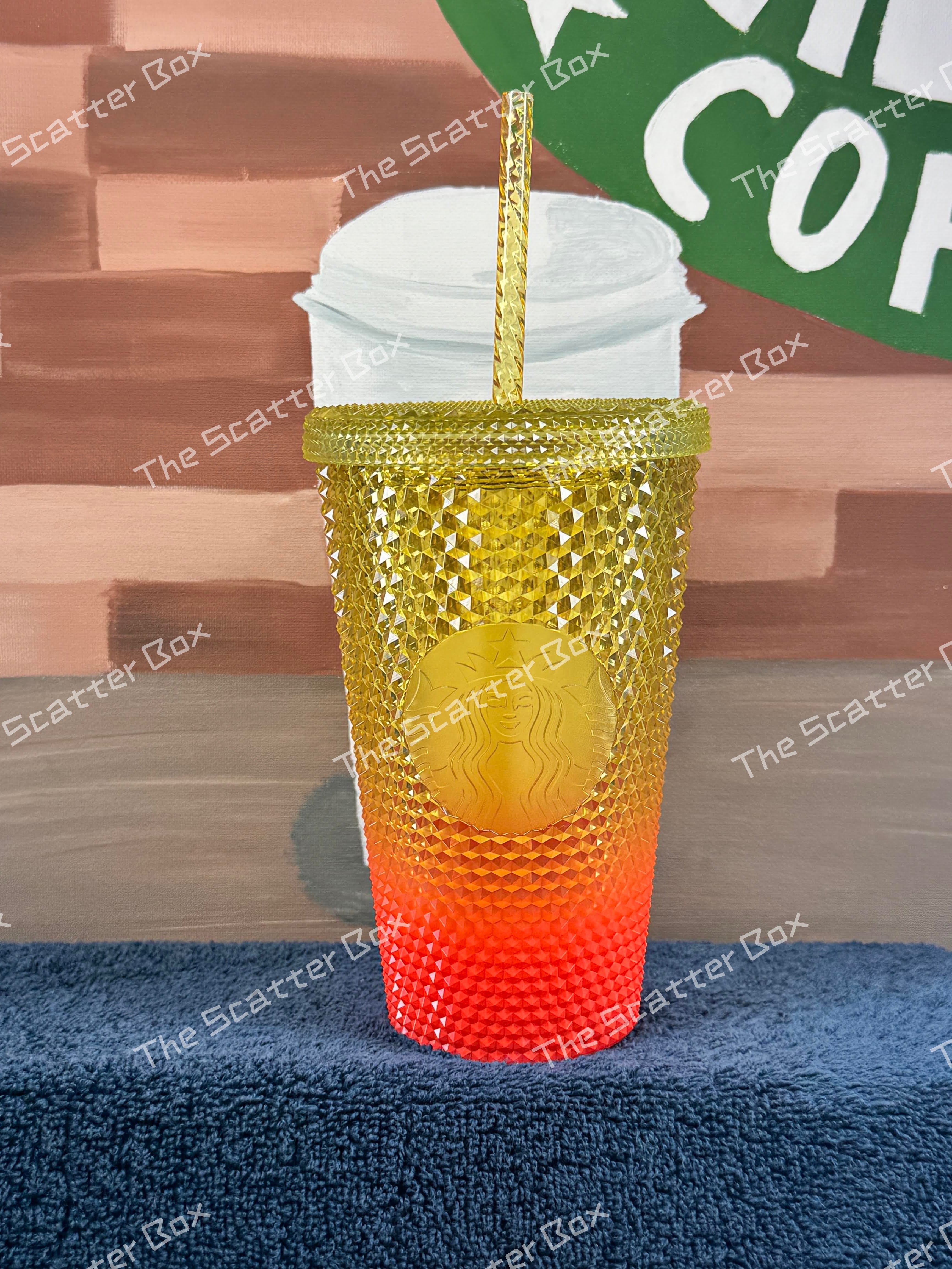 Starbucks 2024 Europe Orange Sunset Ombré Studded Grande