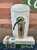 Starbucks USA Gold Chrome Studded Keychain/Ornament