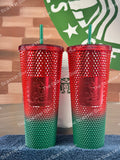 Starbucks Disney Christmas Red/Green Ombré Studded