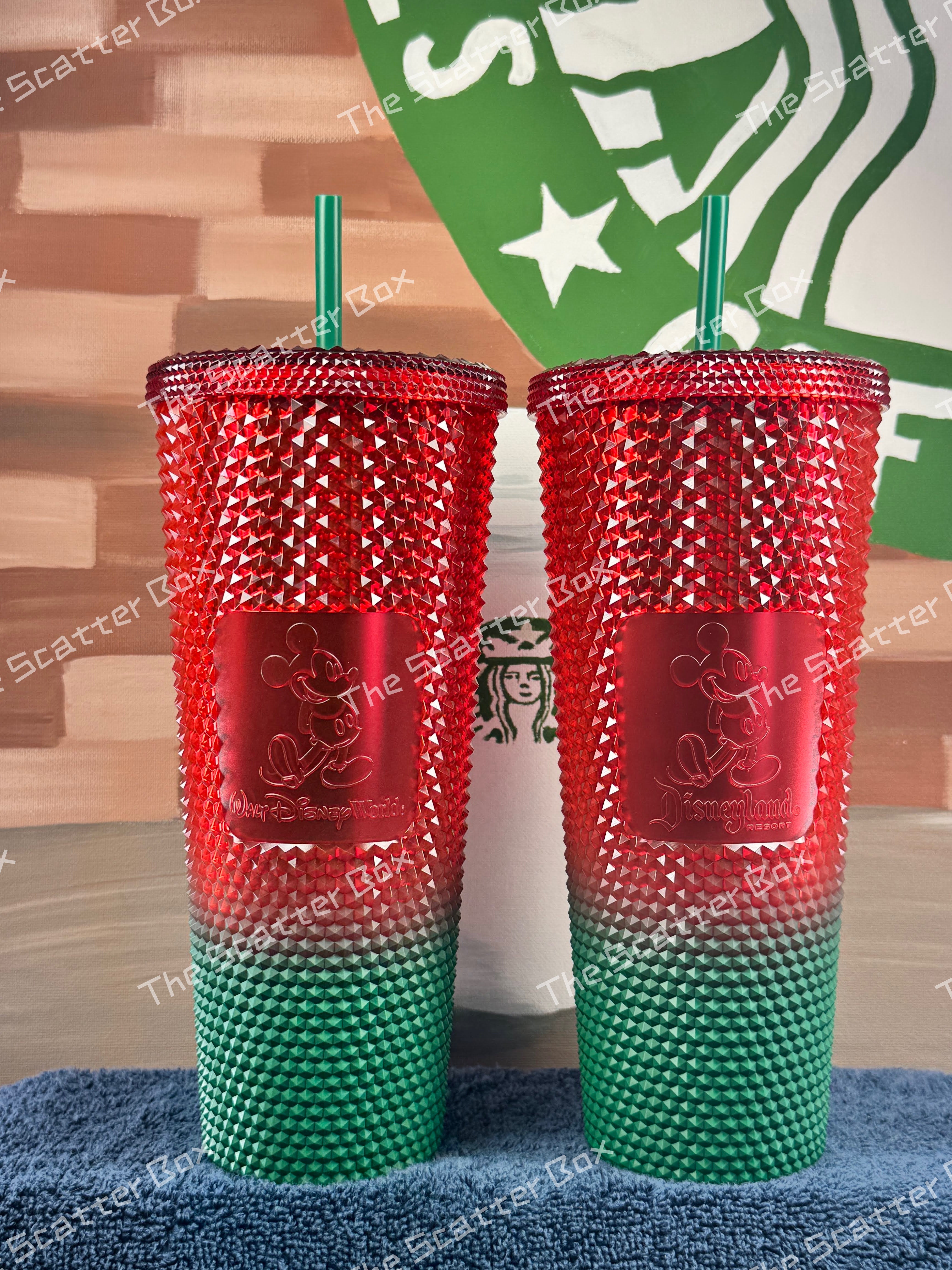 Starbucks Disney Christmas Red/Green Ombré Studded