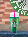Starbucks Soft Touch Green Floral Grande Tumbler