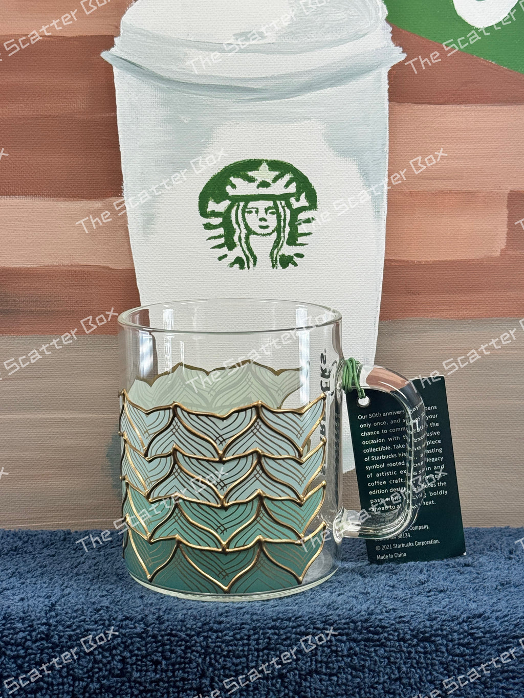 Starbucks 50th Anniversary Limited Edition Mermaids Tail Glass Mug