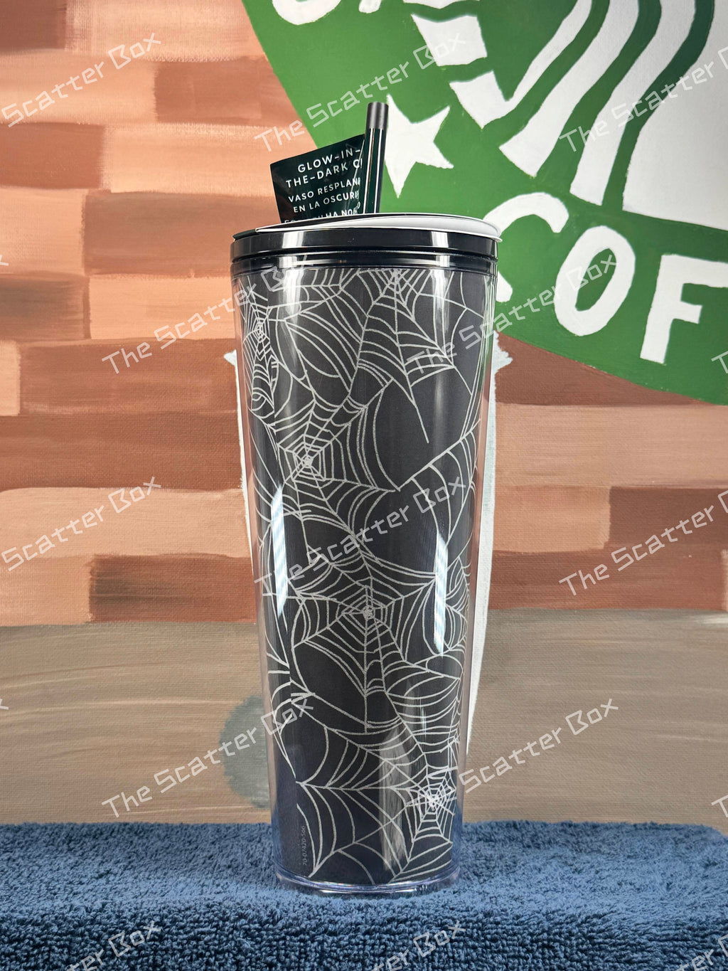 Starbucks Halloween Glow in the Dark Black Spider Web Venti Tumbler