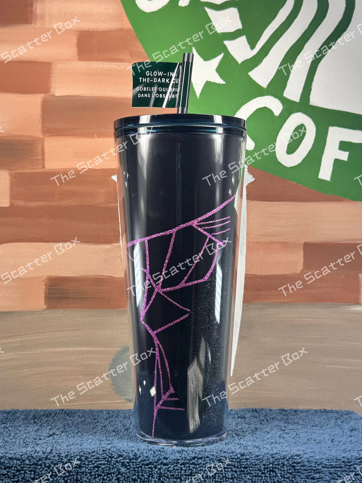 Starbucks Halloween Glow in the Dark Purple/Black Cat Venti Tumbler